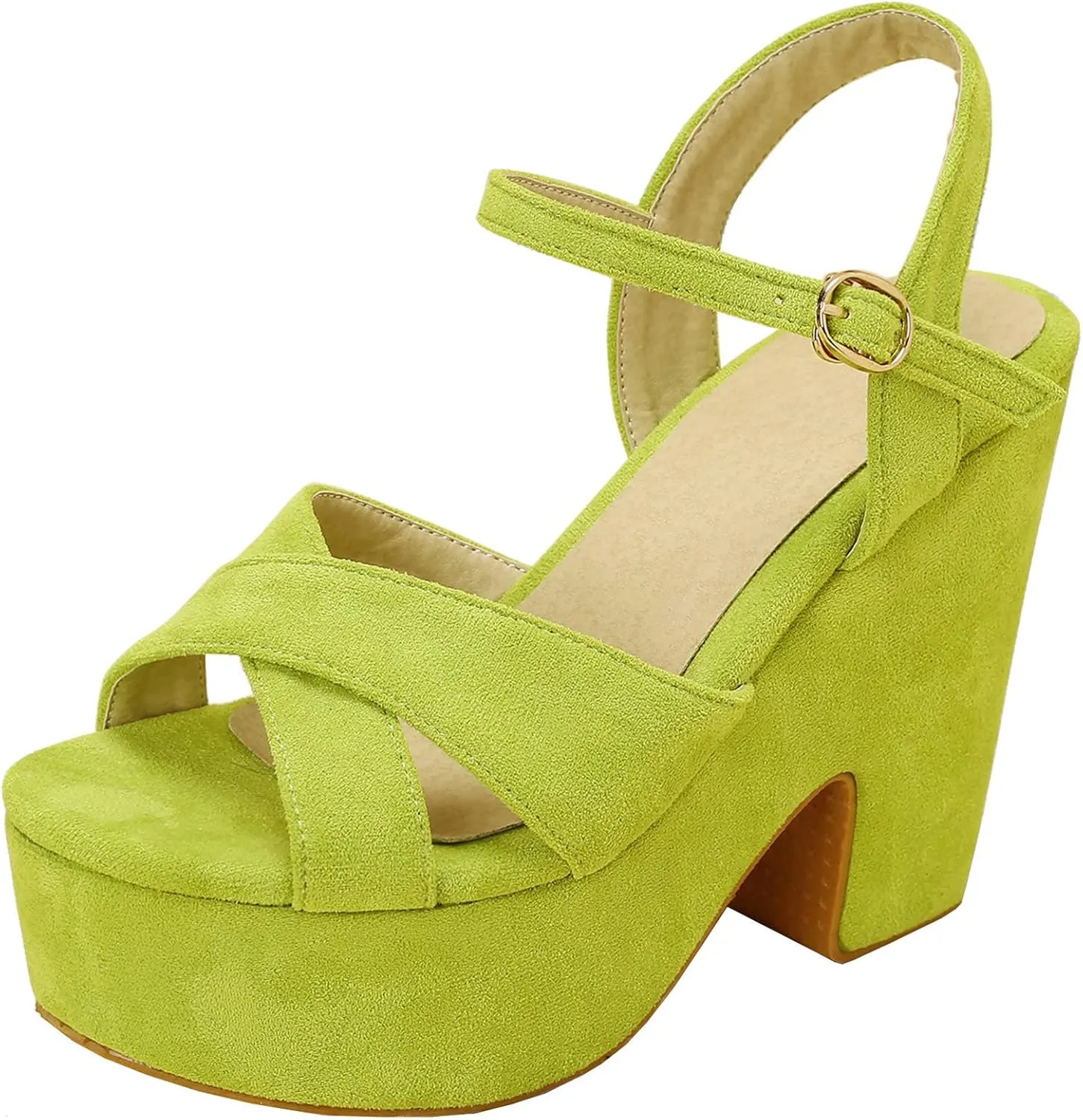 Meefit Women Chunky Heel Ankle Strap Sandals Platform Open Toe Block Heel Slingback Sandals