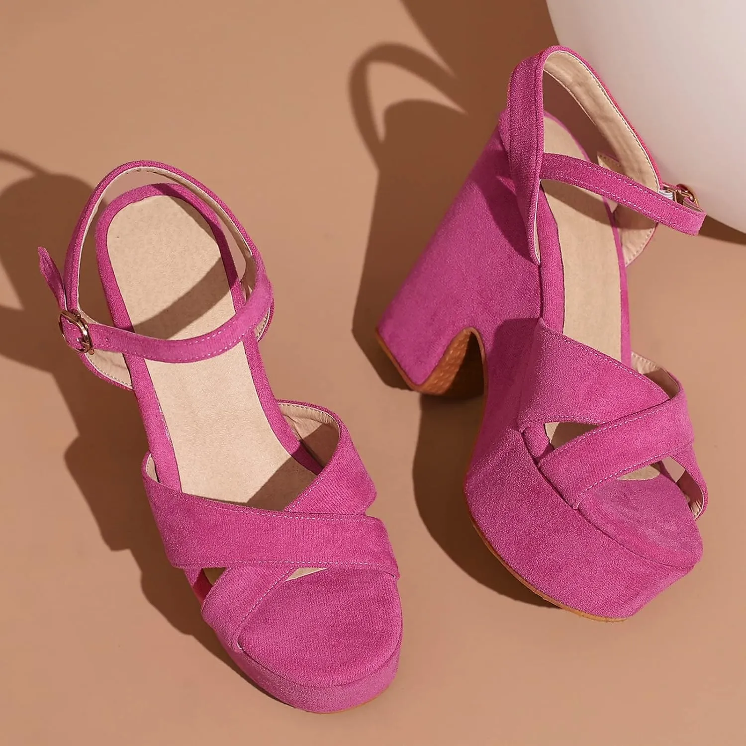 Meefit Women Chunky Heel Ankle Strap Sandals Platform Open Toe Block Heel Slingback Sandals