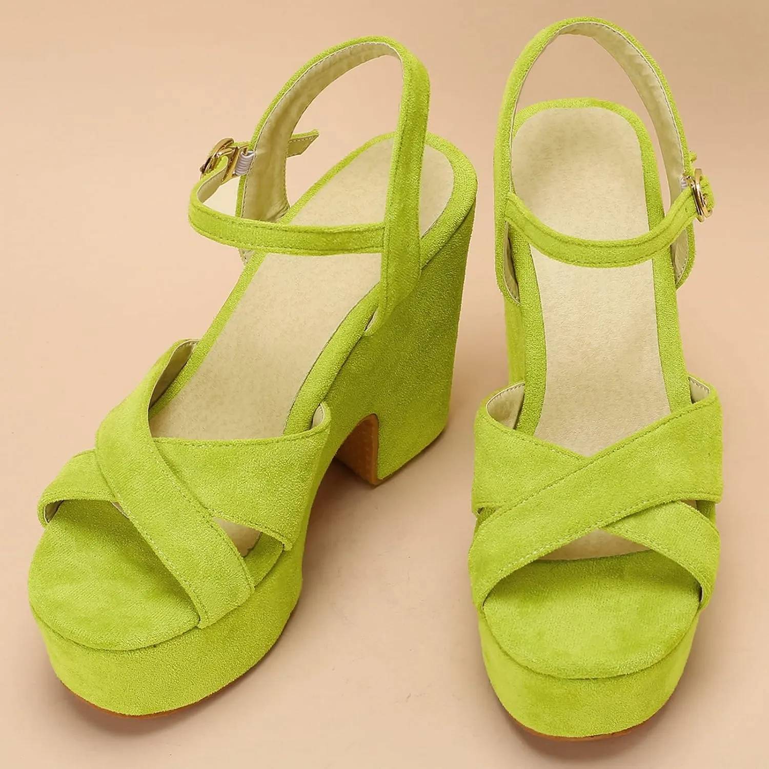 Meefit Women Chunky Heel Ankle Strap Sandals Platform Open Toe Block Heel Slingback Sandals