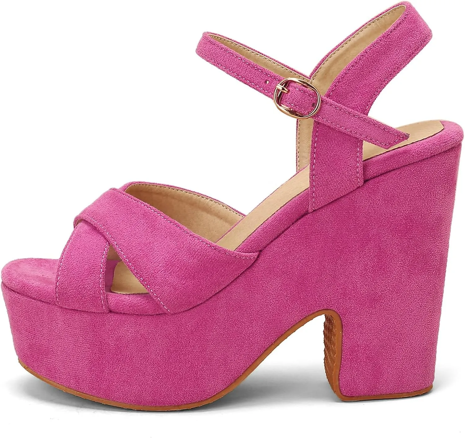 Meefit Women Chunky Heel Ankle Strap Sandals Platform Open Toe Block Heel Slingback Sandals