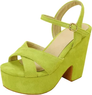 Meefit Women Chunky Heel Ankle Strap Sandals Platform Open Toe Block Heel Slingback Sandals