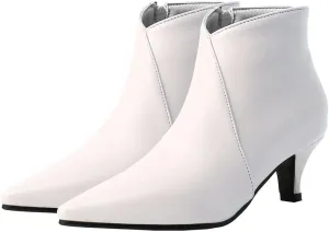 Meefit Women Low Kitten Heel Booties Pointed Toe Side Zip Ankle Boots
