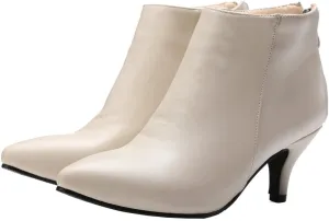Meefit Women Low Kitten Heel Booties Pointed Toe Side Zip Ankle Boots