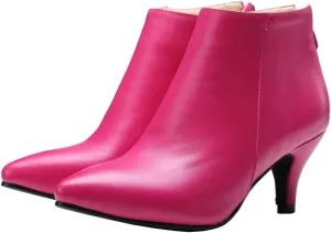 Meefit Women Low Kitten Heel Booties Pointed Toe Side Zip Ankle Boots