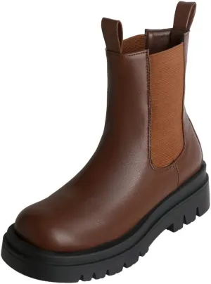 Meefit Women Mid Chunky Heel Chelsea Boots Platform Elastic Ankle Boots Pull On Booties