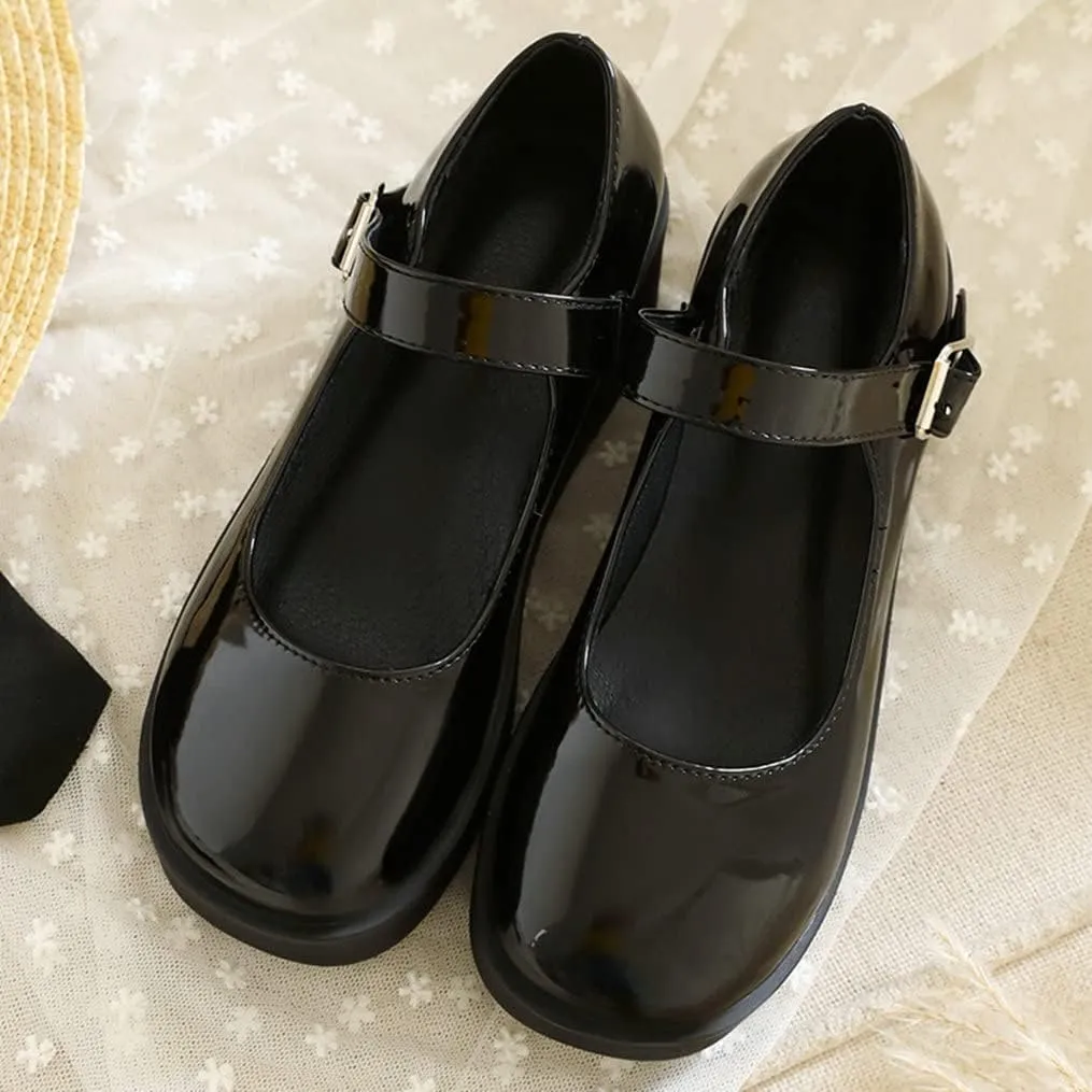 Meefit Women Platform Mary Janes Wedge Heels Uniform Dress Shoes Gothic Lolita Pumps