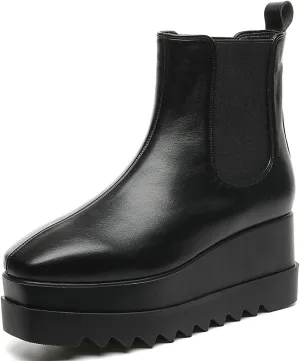 Meefit Women Wedge Chelsea Boots Platform Elastic Ankle Booties