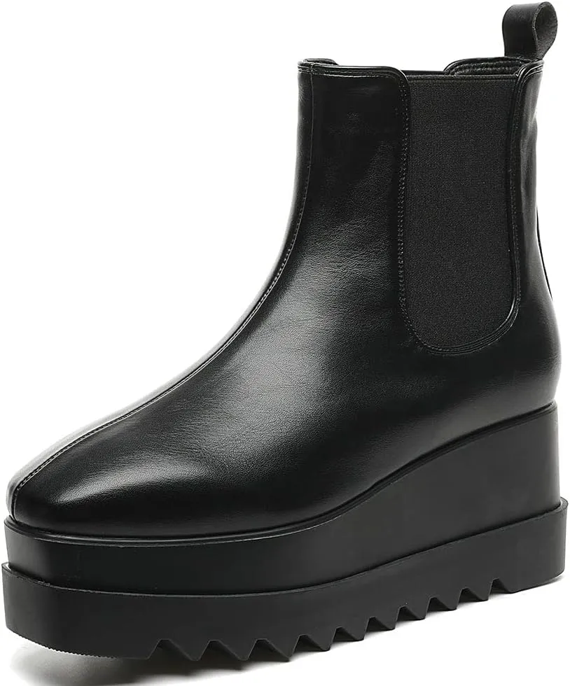 Meefit Women Wedge Chelsea Boots Platform Elastic Ankle Booties