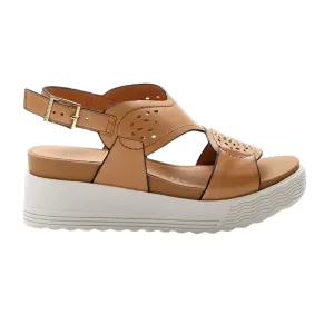 Weather Resistant Material Quick Entry Stonefly sandalo da donna con zeppa in pelle Parky 19 Calf 219123 049 abbronzatura scura