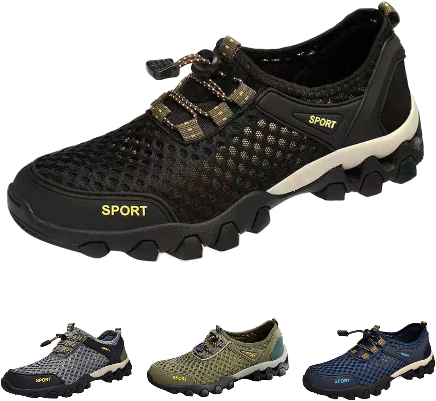 Men Summer Mesh Breathable Hiking Shoes Comfortable Walking Shoes Outdoor Travel Shoes Sneaker Rack for Men Bedroom Men Shoes