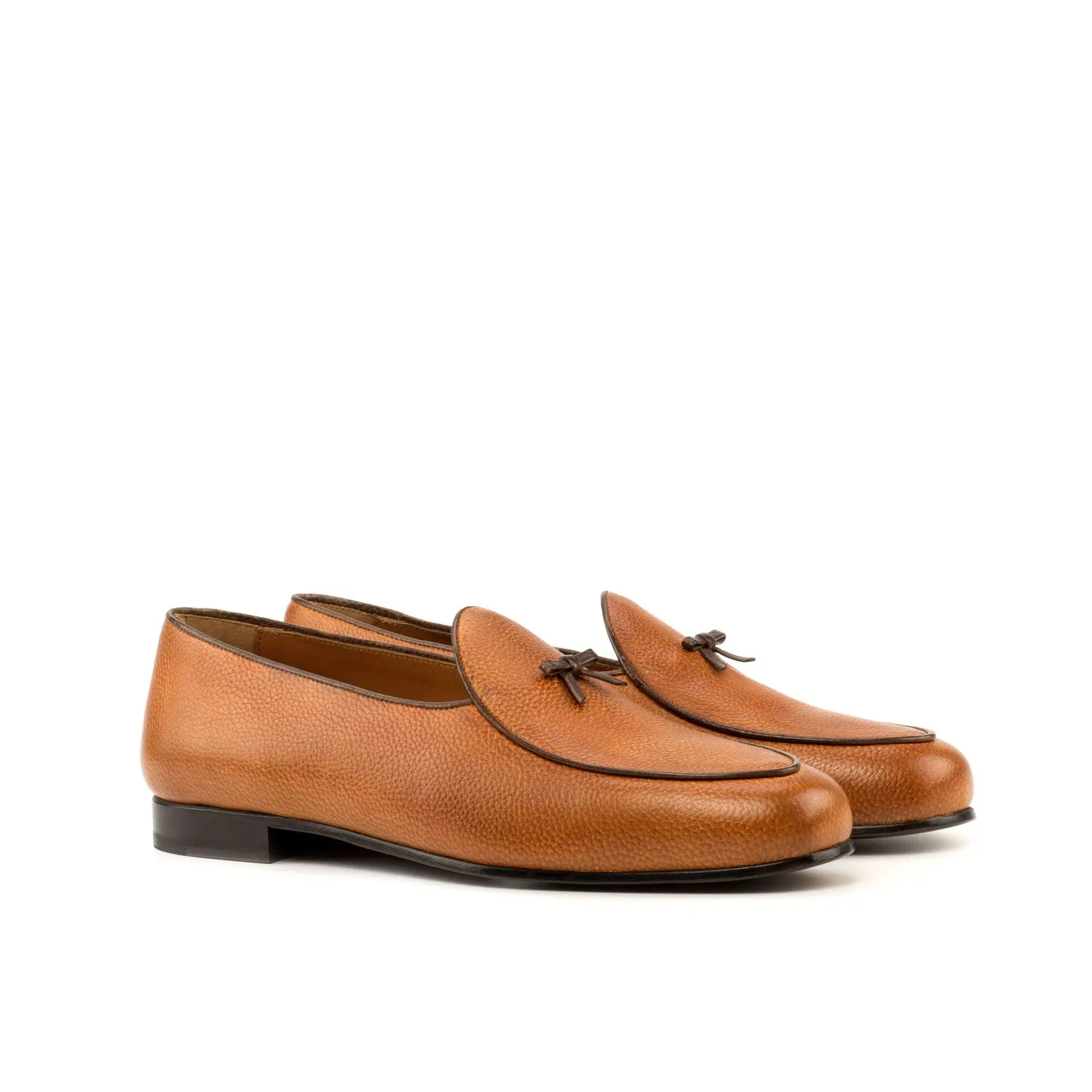 Men's Belgian Leather Slippers Wide Plus Size Brown Dark Brown 3663