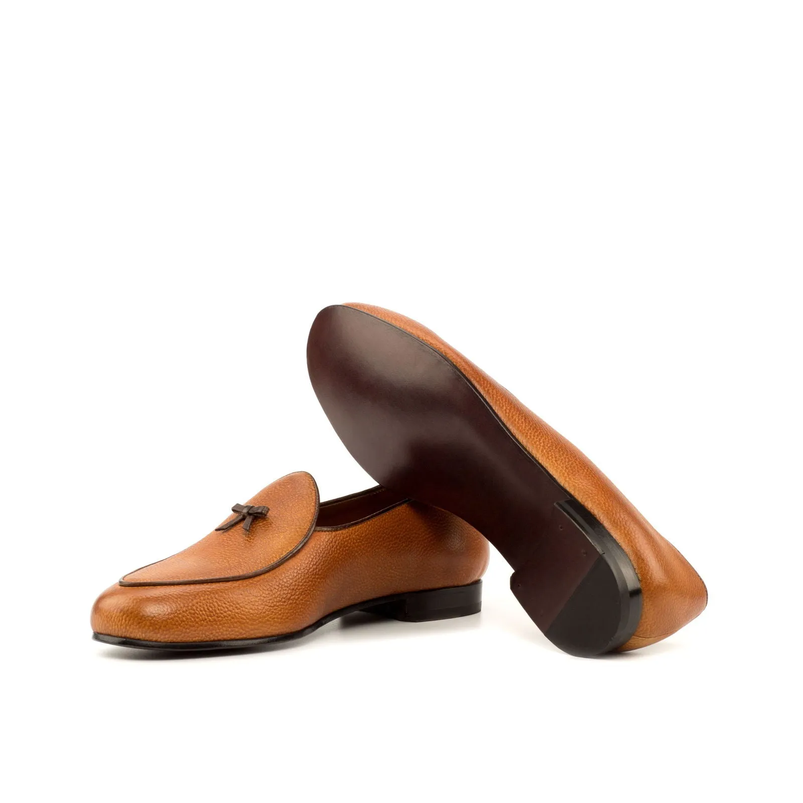 Men's Belgian Leather Slippers Wide Plus Size Brown Dark Brown 3663