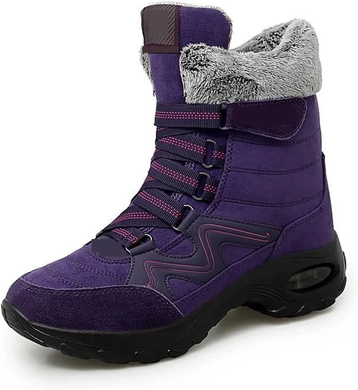 Mens Boots Winter Leather Women's Boots Plush Warm Snow Boots Comfortable Women's Ankle Boots Outdoor Waterproof Sports Shoes.