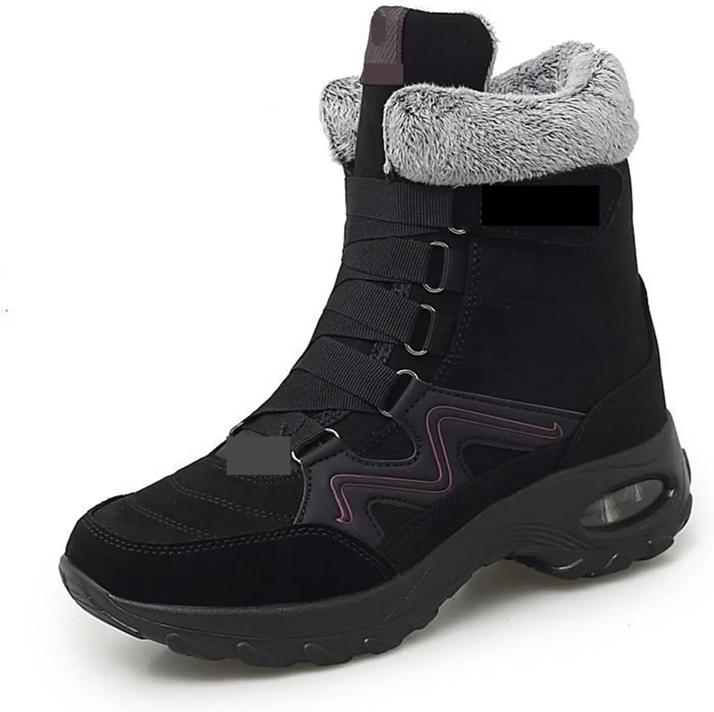Mens Boots Winter Leather Women's Boots Plush Warm Snow Boots Comfortable Women's Ankle Boots Outdoor Waterproof Sports Shoes.