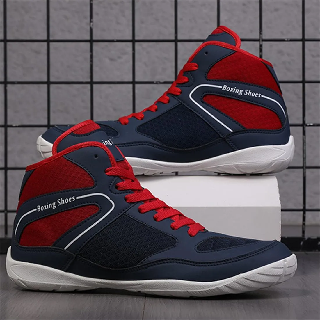 Mens Boxers Trainers, High Top Wrestling Sneakers Fashion Bodybuilding Sports Shoes Breathable Lightweight Fitness Footwear