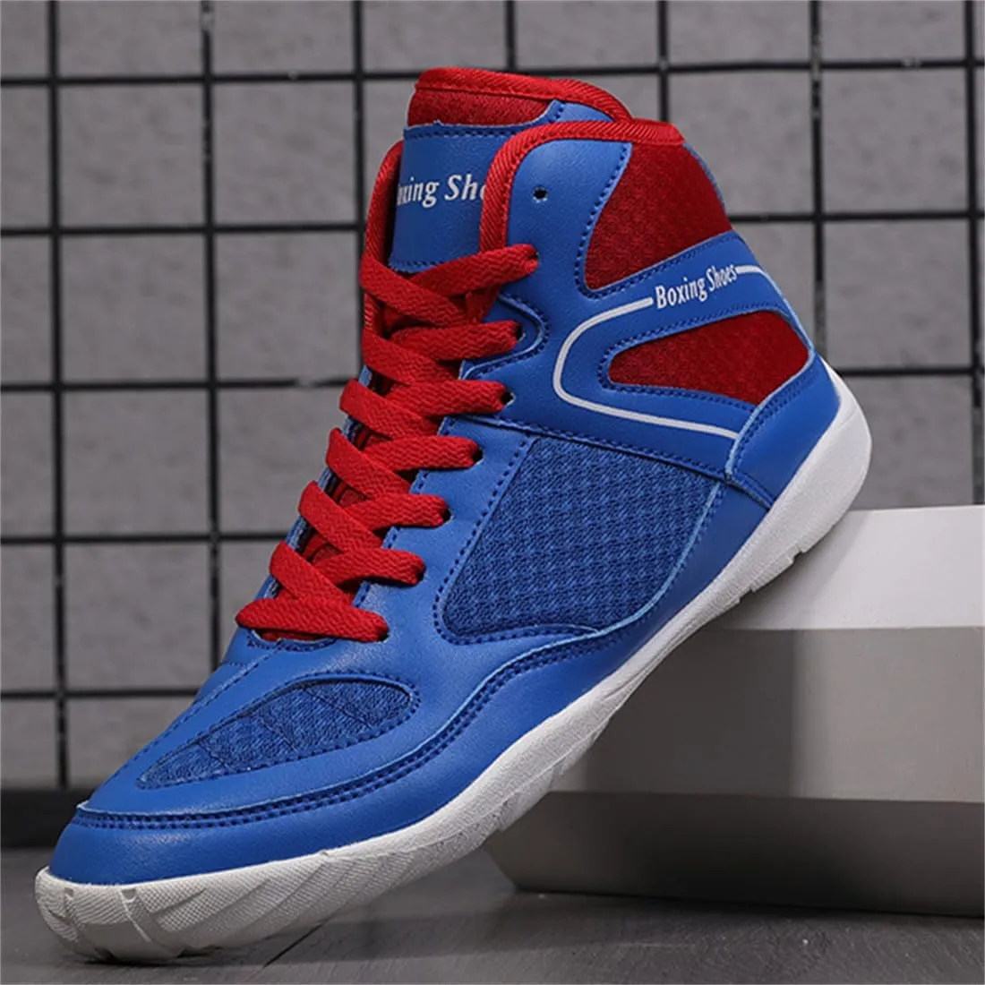 Mens Boxers Trainers, High Top Wrestling Sneakers Fashion Bodybuilding Sports Shoes Breathable Lightweight Fitness Footwear