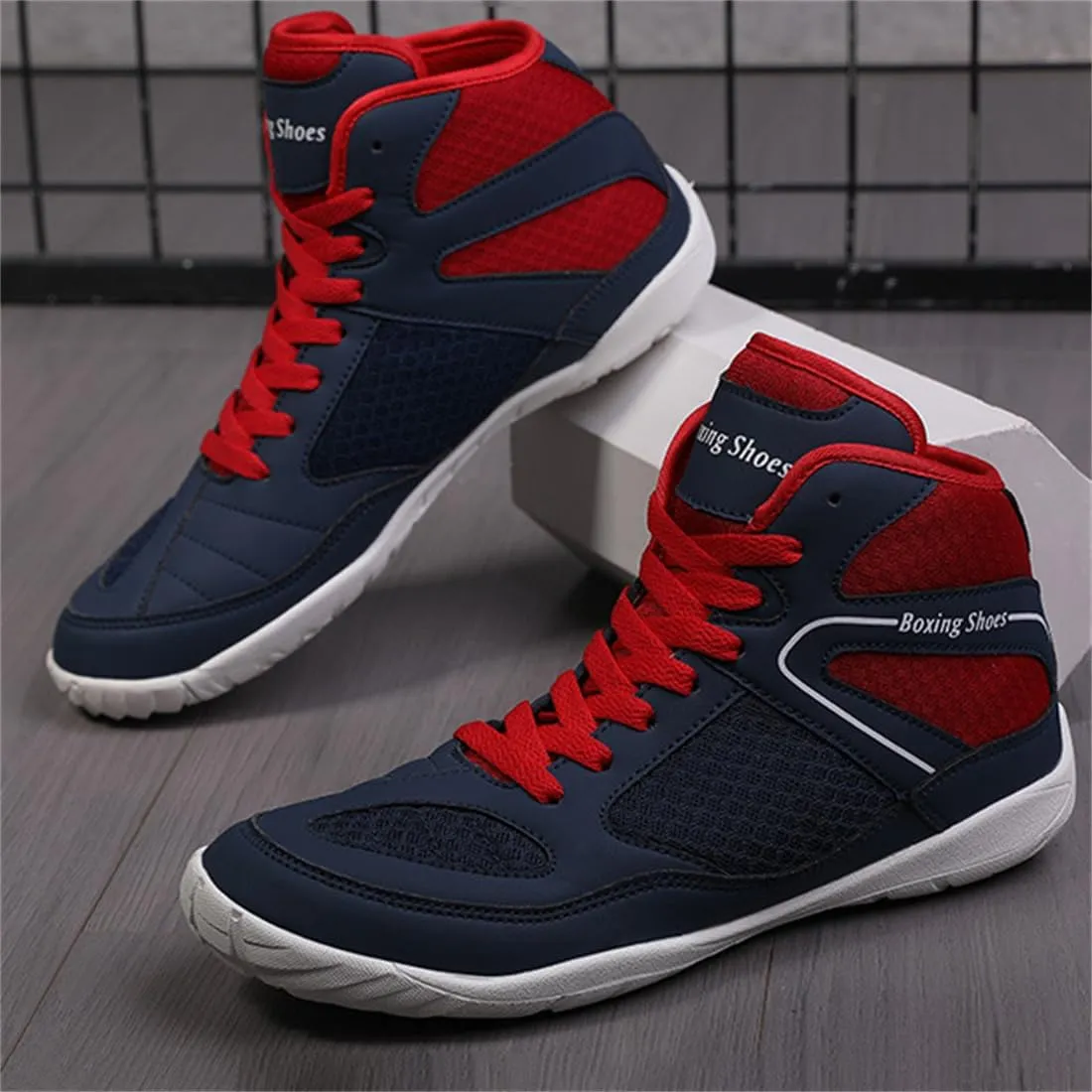Mens Boxers Trainers, High Top Wrestling Sneakers Fashion Bodybuilding Sports Shoes Breathable Lightweight Fitness Footwear