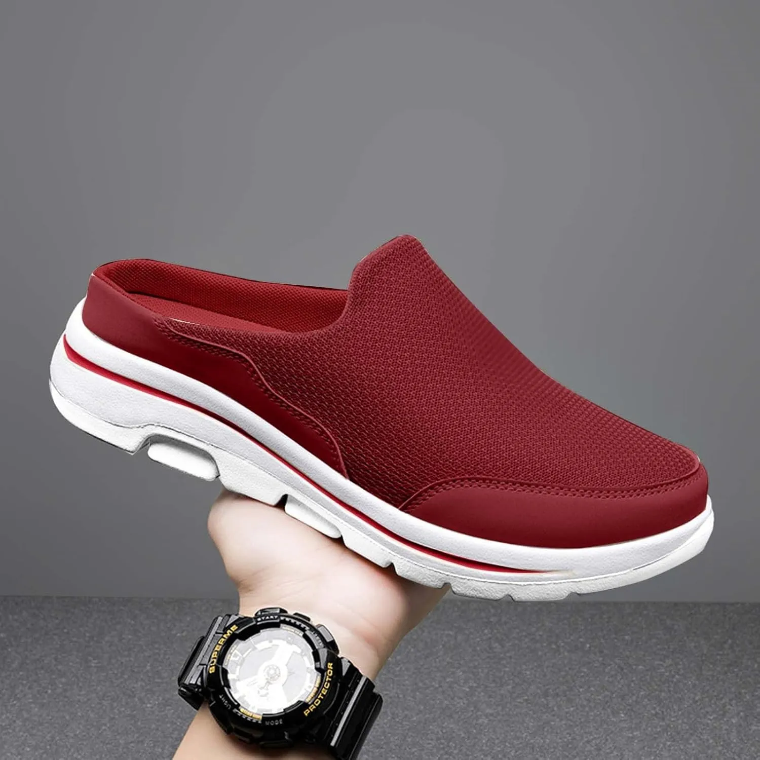 Men's Breathable Barefoot Shoes Soft Flat Soled Slip On Mesh Shoes Heelless Walking Shoes Business Walking Men
