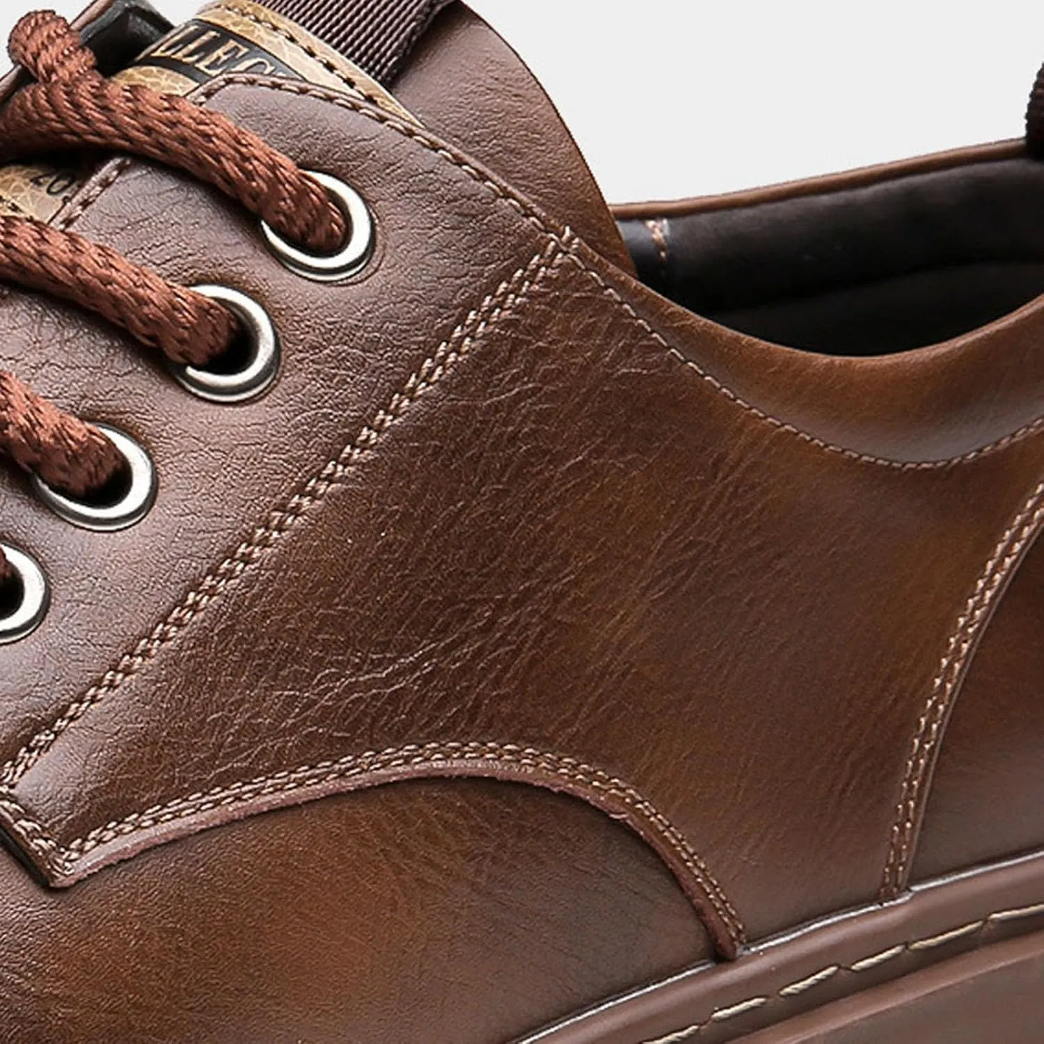 Mens Casual Plain Toe Derby with Comfort Thick Sole Arch Support Leather Shoes for Men Daily Work Supple Business Formal Derby Lacu up Leather Low Top Boots Durable Non Slip Sole