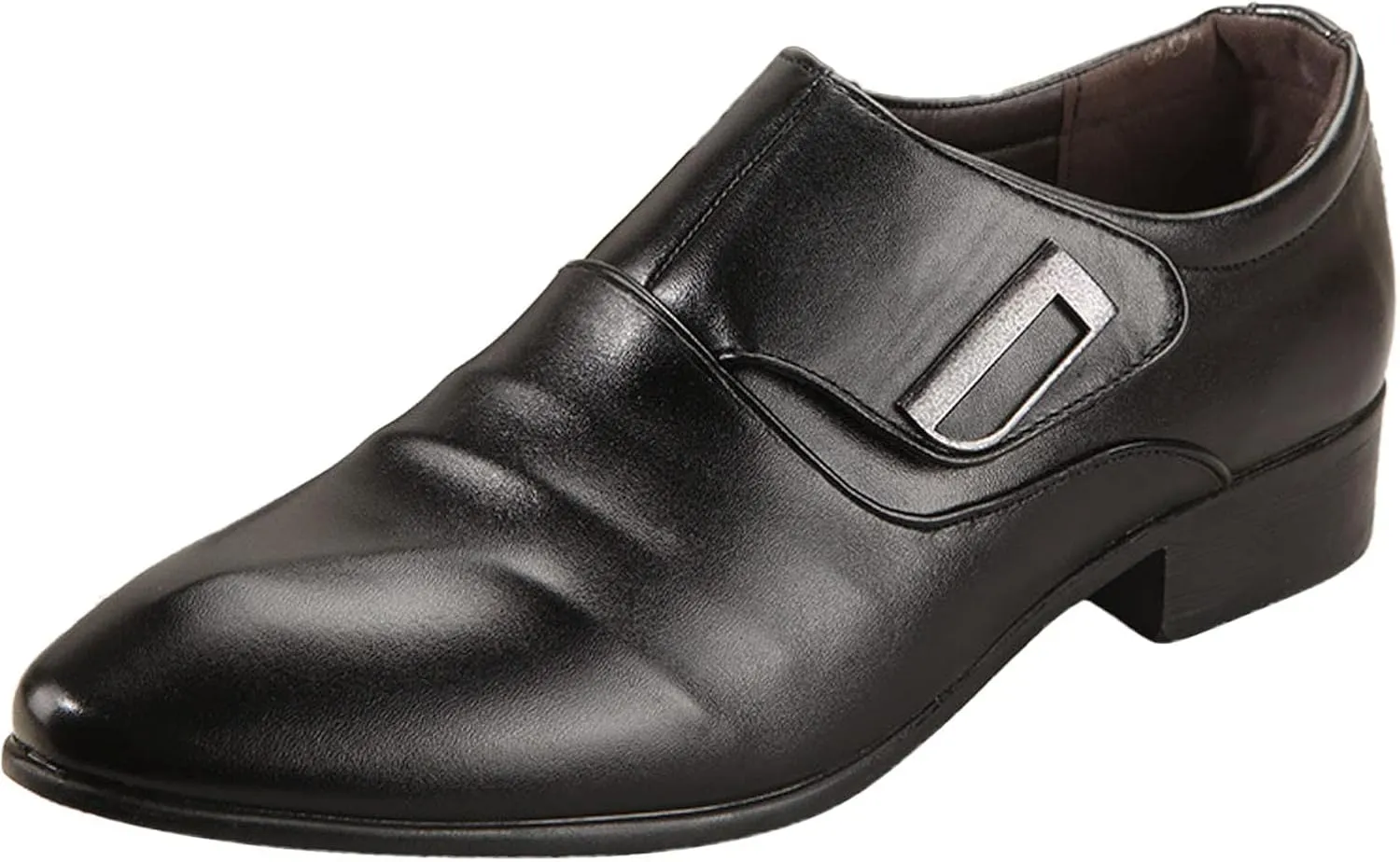 Mens Casual Single Buckle Monk Strap Low Heel Dress Leather Shoes for Men Supple Matte Leather Business Shoes Comfort Formal Dress Shoe Durable Slip on Boots Waterproof Mens Monk