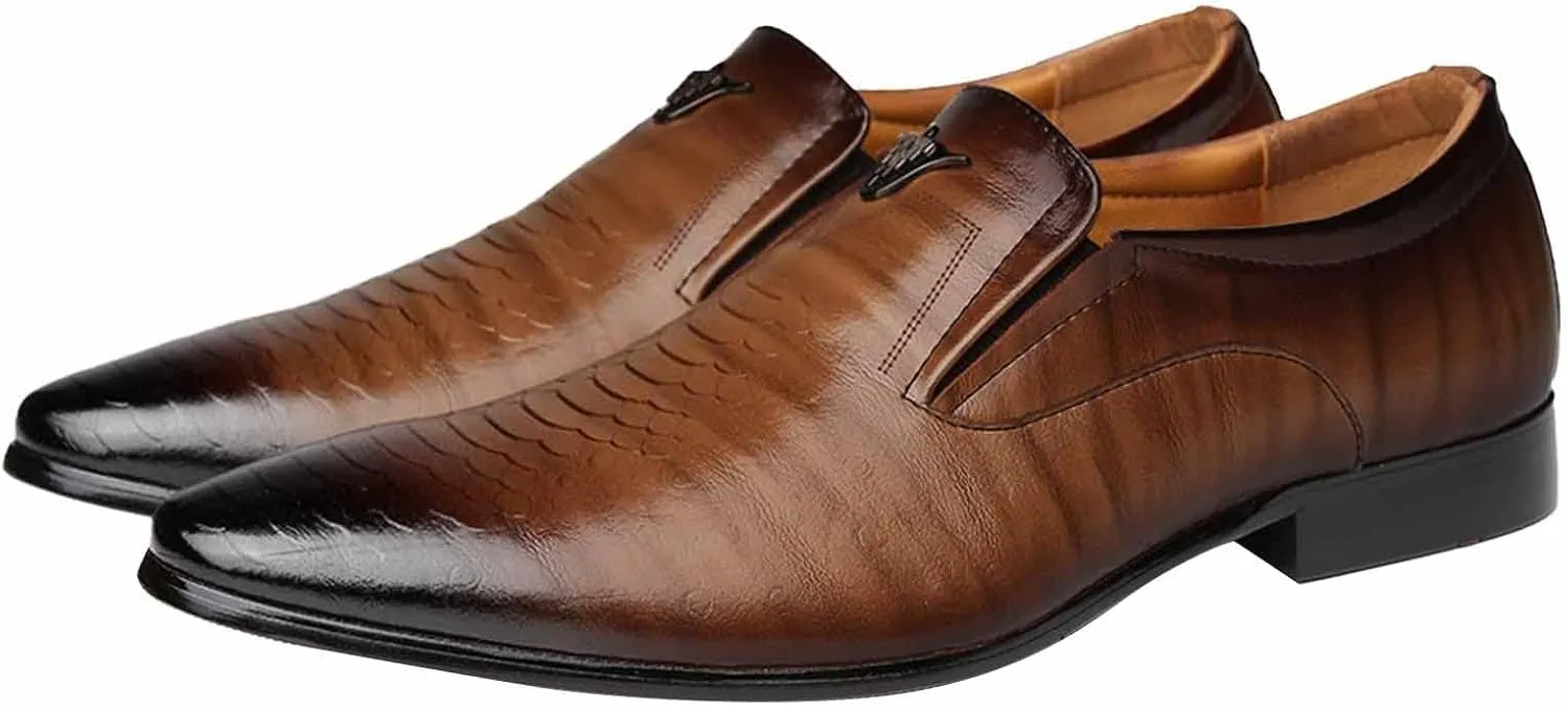 Mens Classic Business Formal Shoes Comfortable Low Heel Matte Leather Dress Shoes Non Slip Office Leather Shoe Elegant Dating Shoe for Men with Durable Sole Arch Supprot Business Footwear