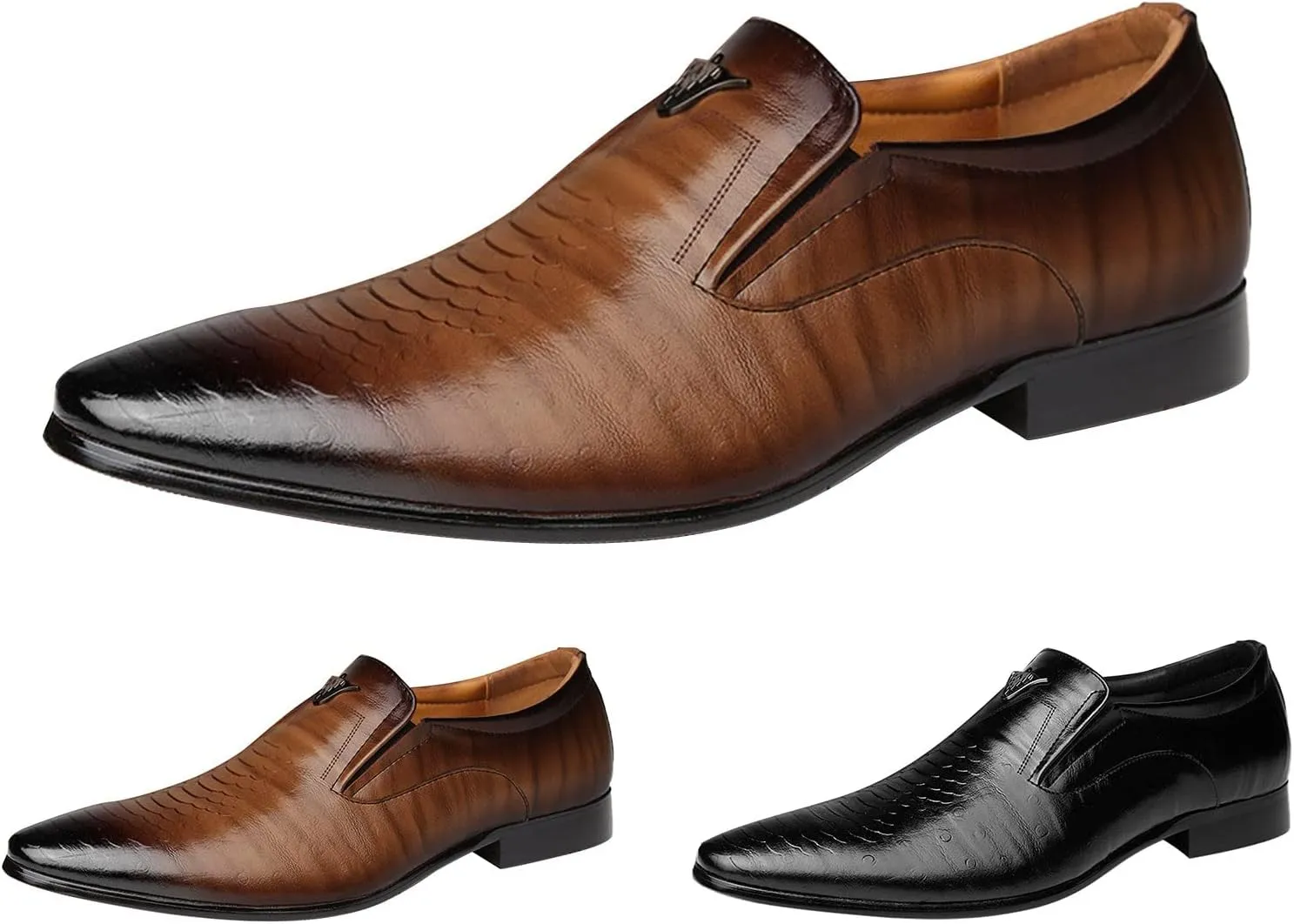 Mens Classic Business Formal Shoes Comfortable Low Heel Matte Leather Dress Shoes Non Slip Office Leather Shoe Elegant Dating Shoe for Men with Durable Sole Arch Supprot Business Footwear