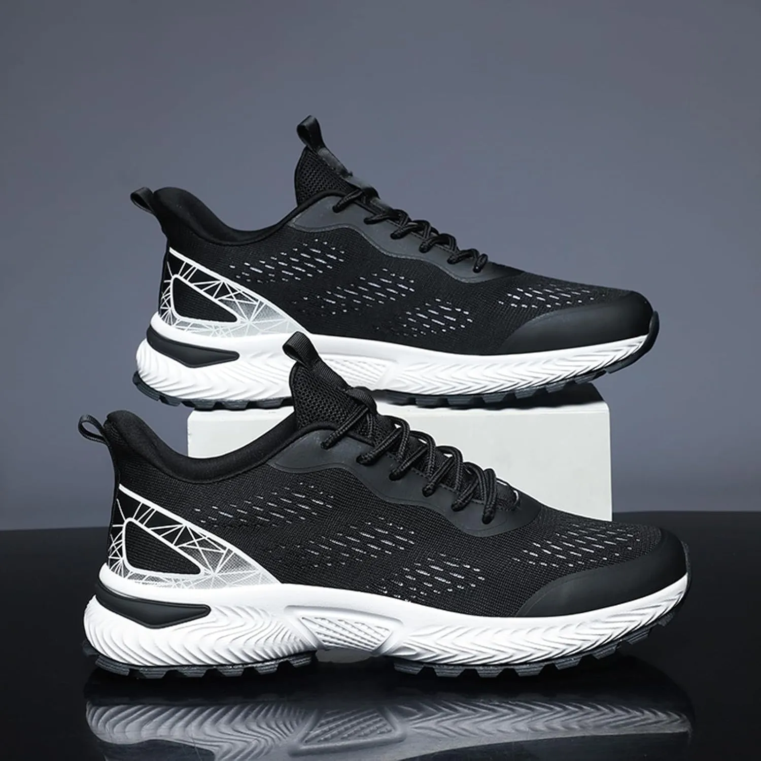 Men's Classic Casual Jogging Sneakers Comfortable Breathable Lace Up Sneaker Breathable Diabetic Shoes for Men