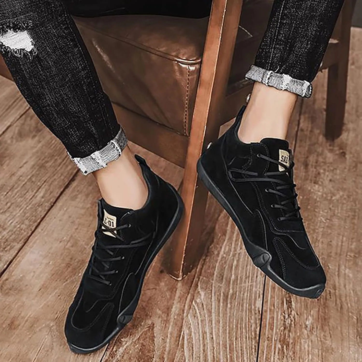 Men's Comfortable Dress Shoes Breathable and Light Outdoor Comfy Walking Shoe Hook and Loop Orthopedic Sneakers