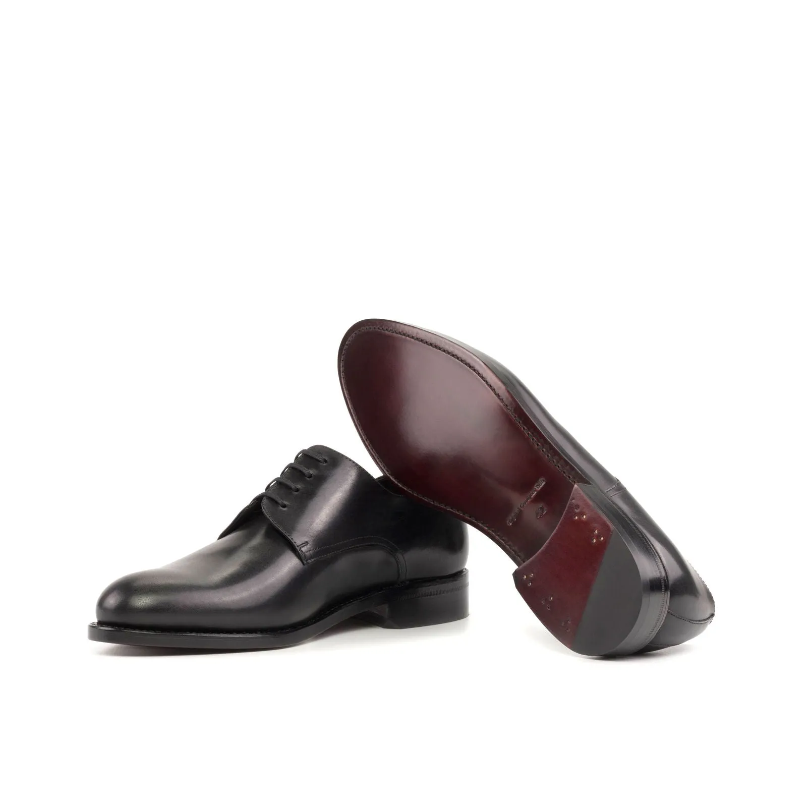 Men's Derby Leather Shoes Goodyear Welt Wide Plus Size Black 5244