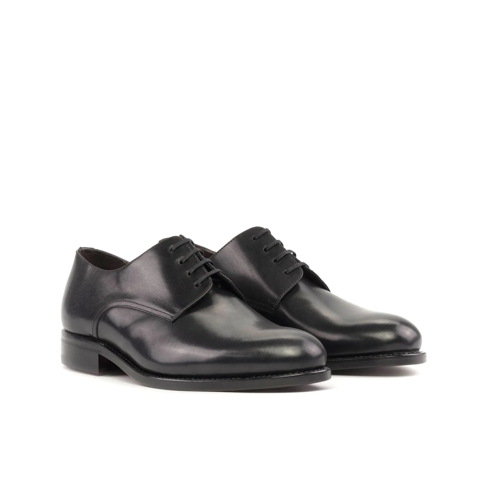 Men's Derby Leather Shoes Goodyear Welt Wide Plus Size Black 5244