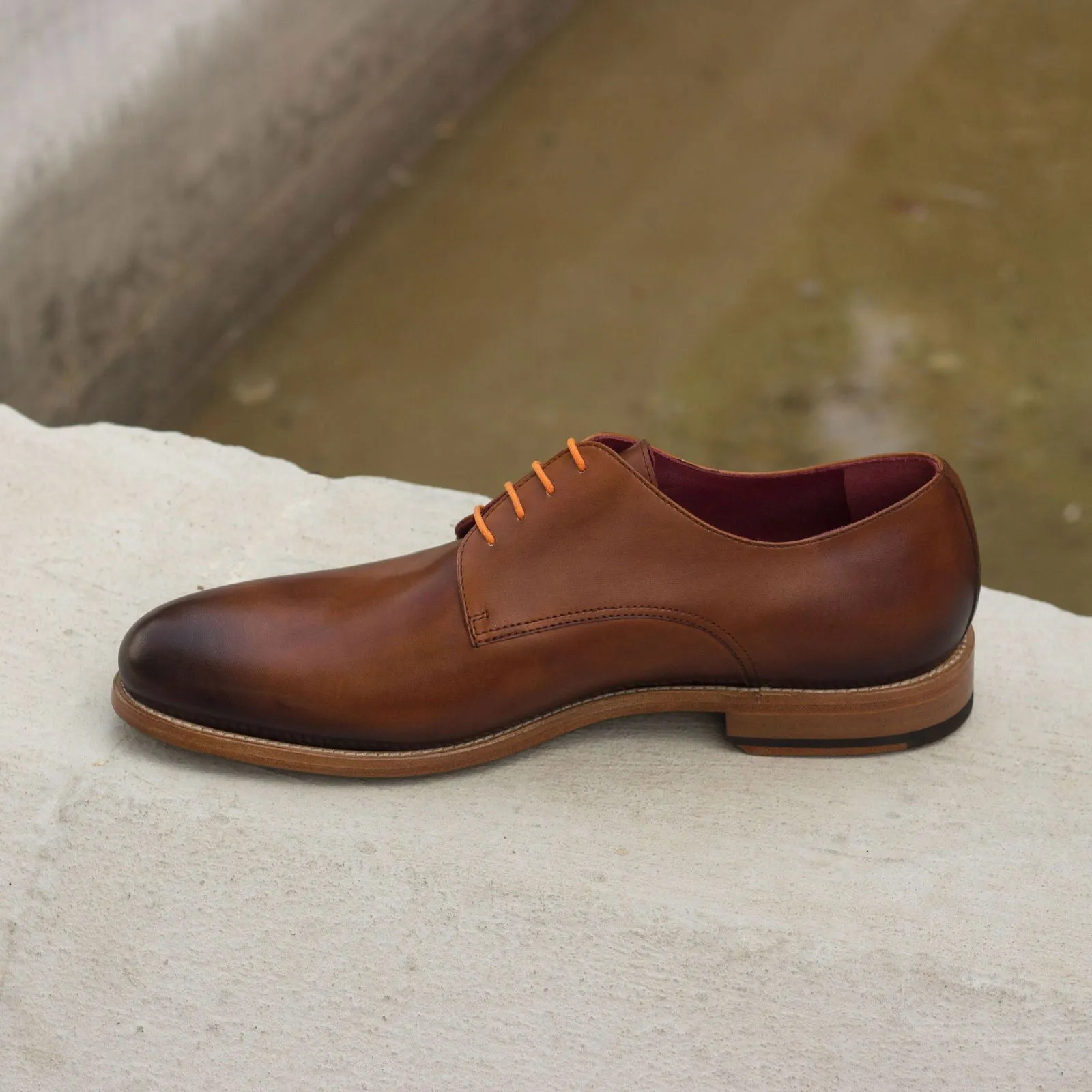 Men's Derby Leather Shoes Wide Plus Size Brown 2882