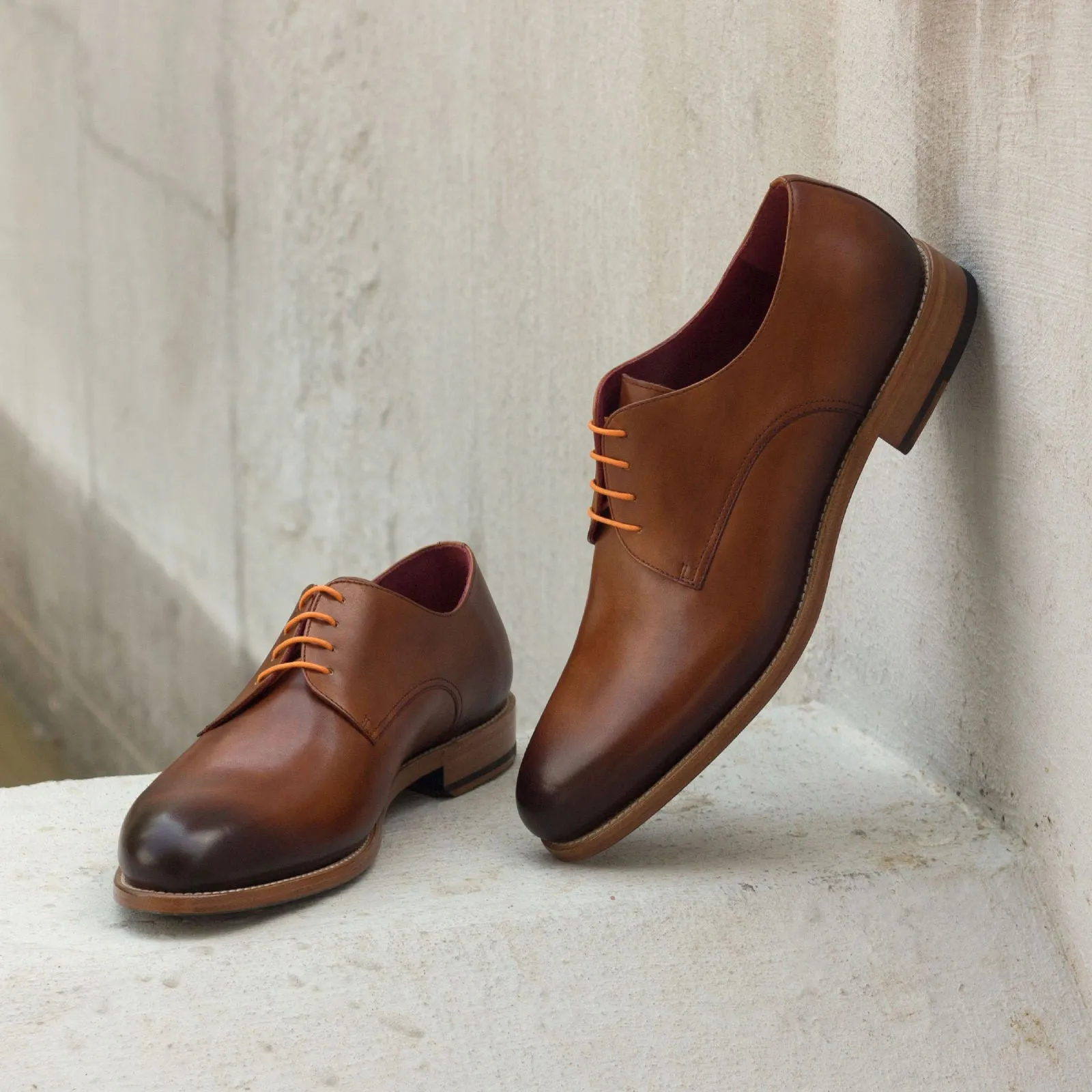 Men's Derby Leather Shoes Wide Plus Size Brown 2882
