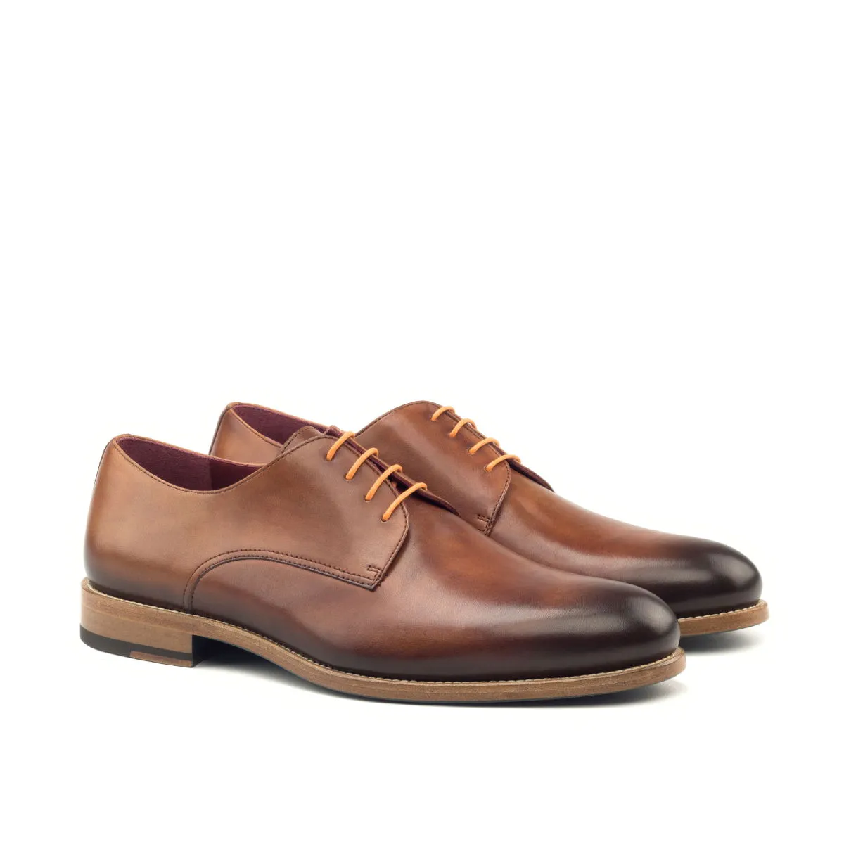 Men's Derby Leather Shoes Wide Plus Size Brown 2882