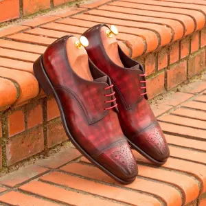 Men's Derby Shoes Patina Leather Wide Plus Size Black Burgundy 2611