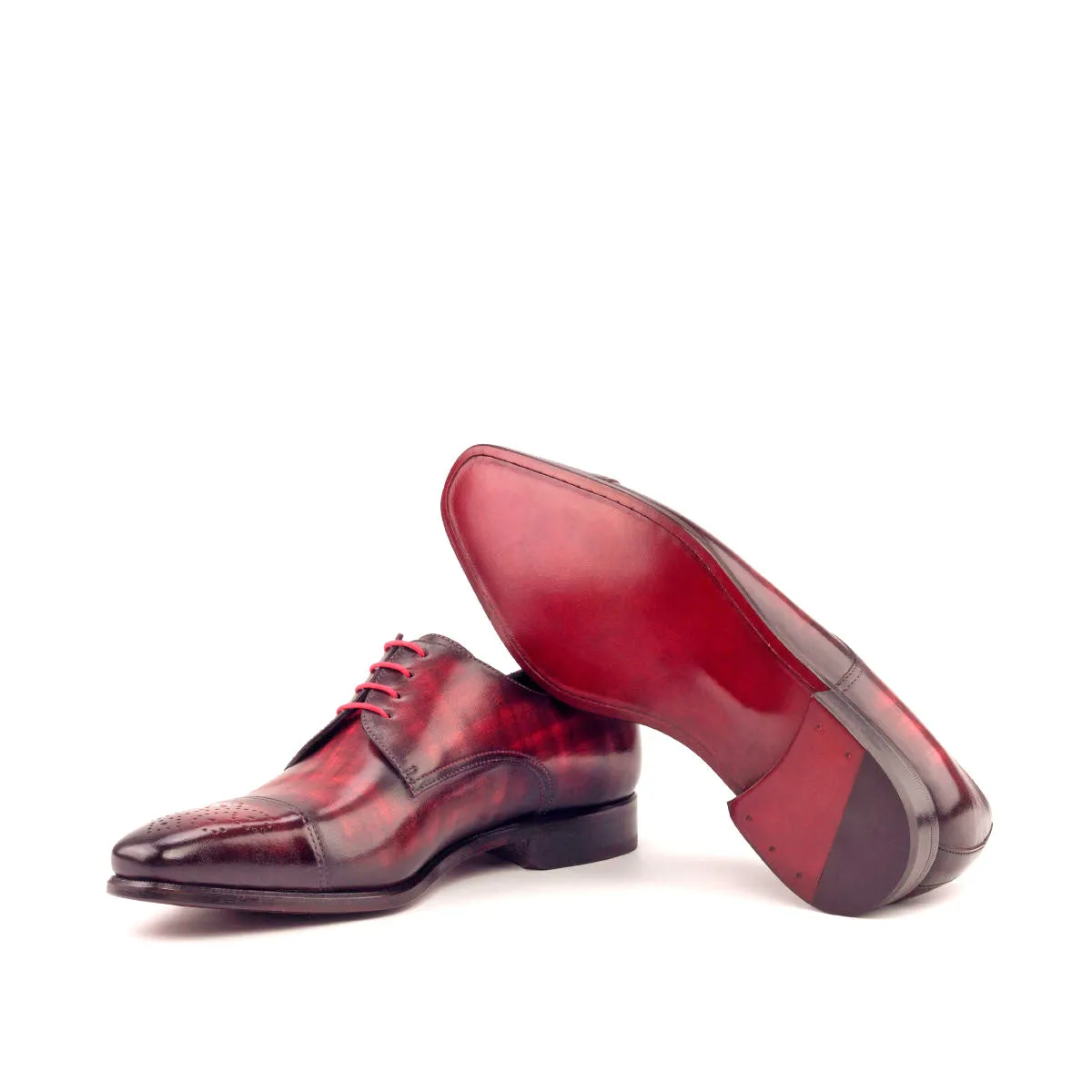 Men's Derby Shoes Patina Leather Wide Plus Size Black Burgundy 2611