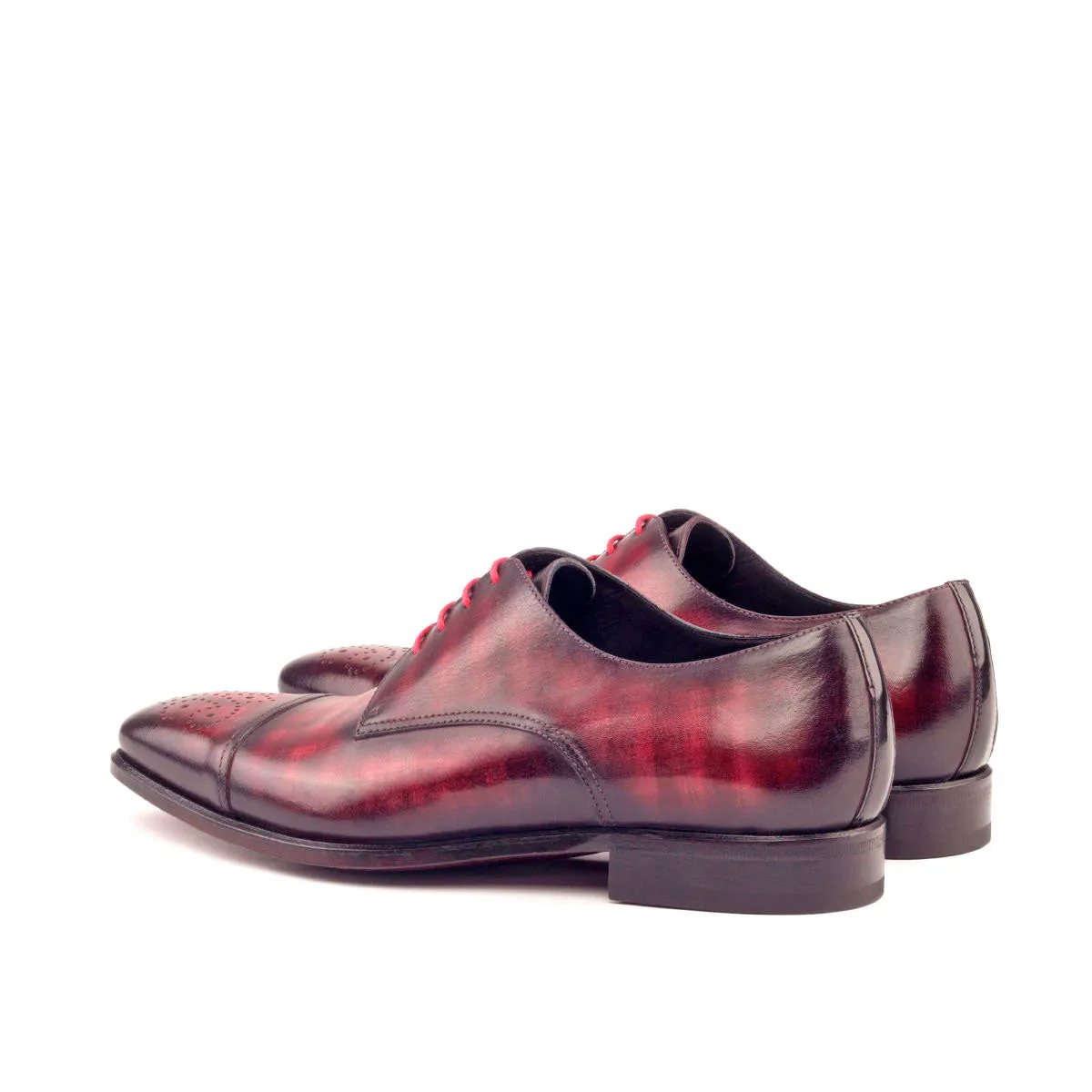 Men's Derby Shoes Patina Leather Wide Plus Size Black Burgundy 2611