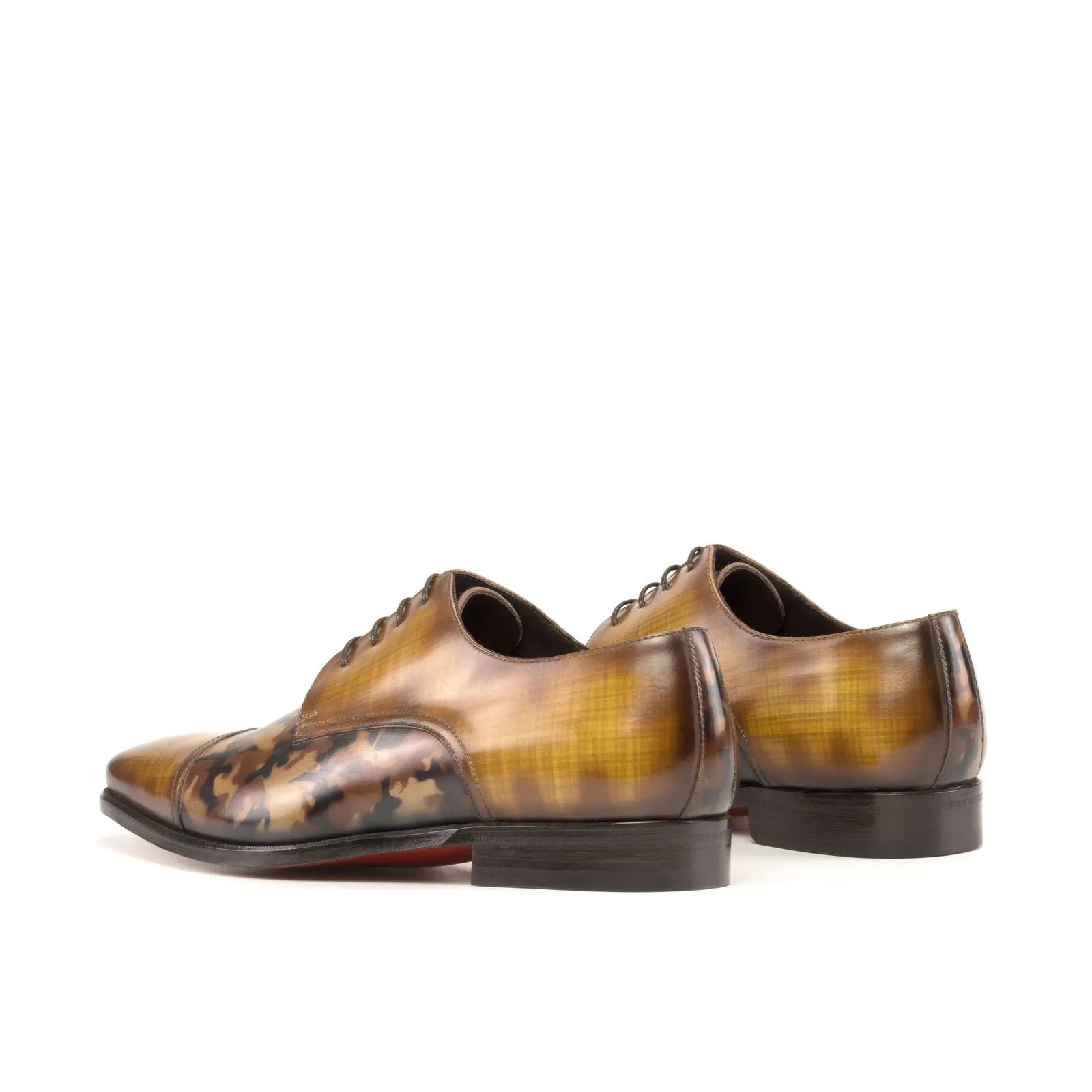 Men's Derby Shoes Patina Leather Wide Plus Size Brown 5357