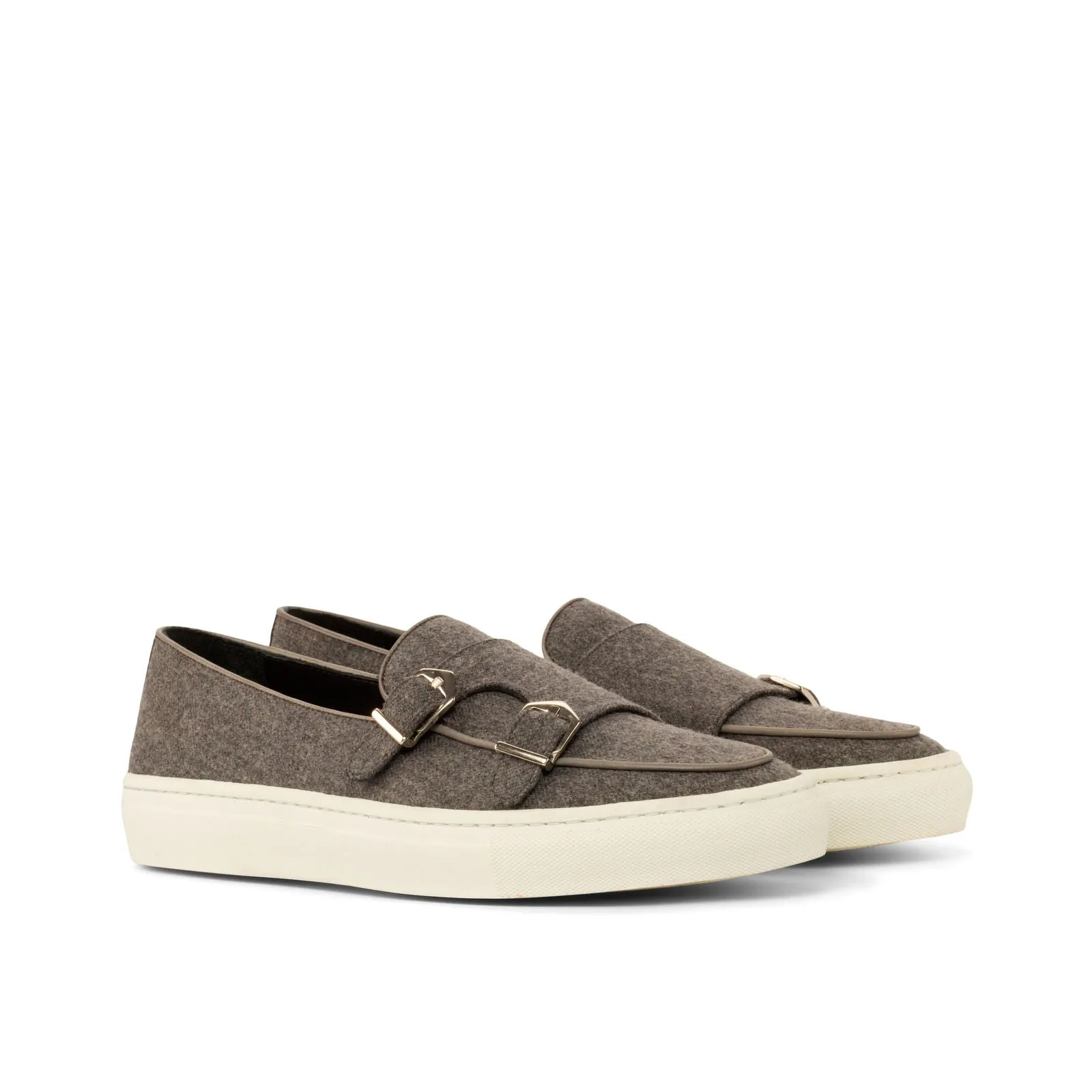 Men's Double Monk Sneakers Wide Plus Size Grey 3833