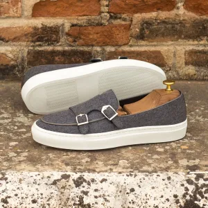 Men's Double Monk Sneakers Wide Plus Size Grey 3833
