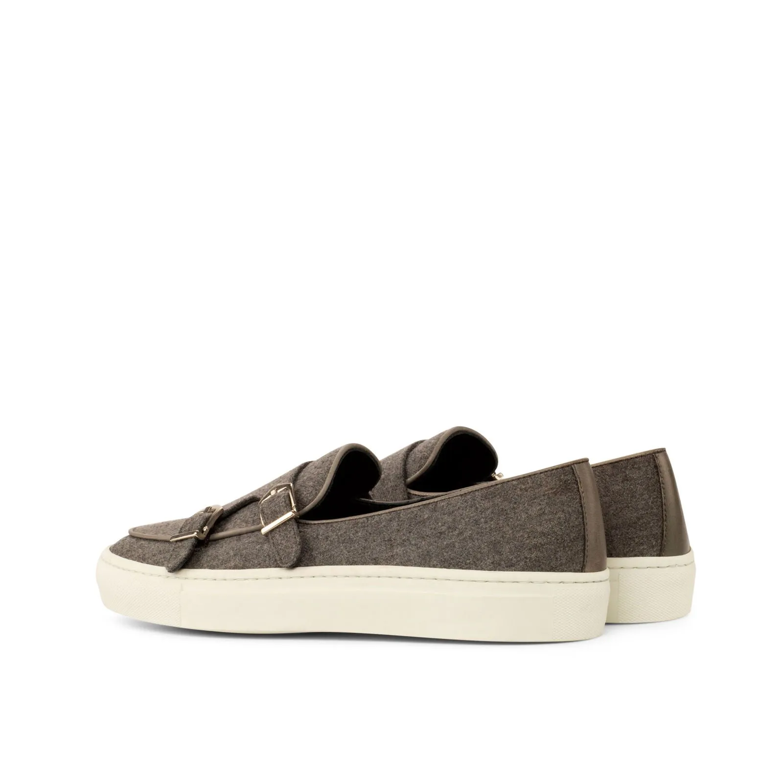 Men's Double Monk Sneakers Wide Plus Size Grey 3833