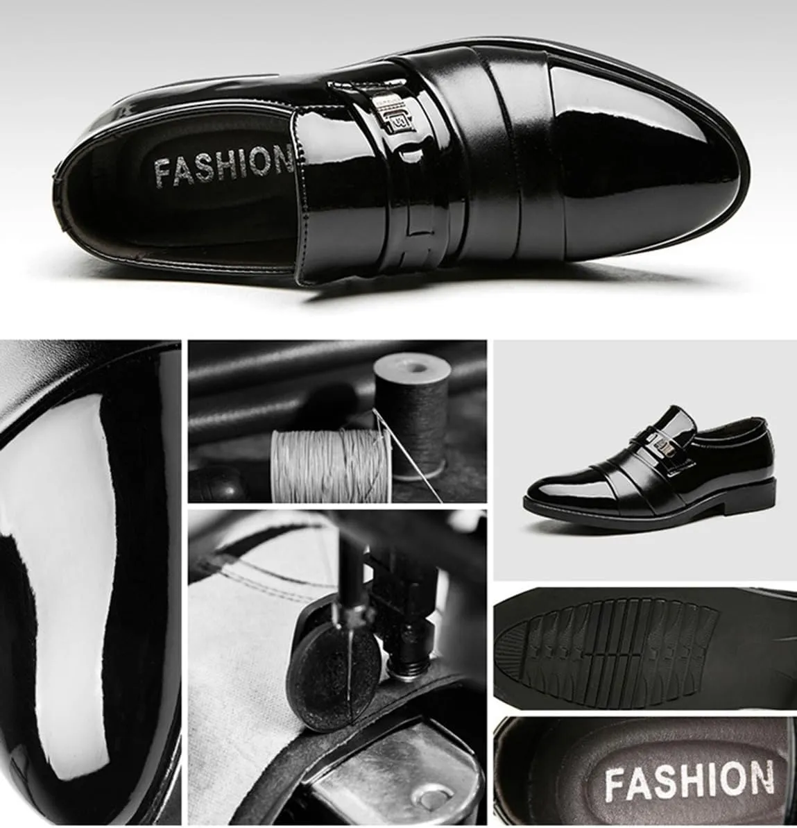 Mens Dress Slip On Shoes Patent Leather Loafer Comfortable Dress Shoes for Men Formal Business Work Shoes
