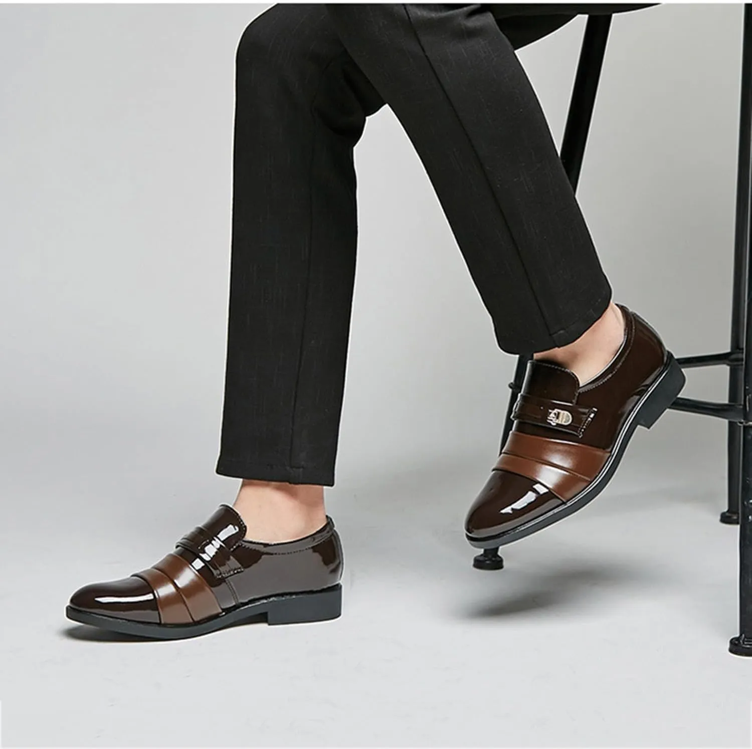 Mens Dress Slip On Shoes Patent Leather Loafer Comfortable Dress Shoes for Men Formal Business Work Shoes