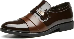 Mens Dress Slip On Shoes Patent Leather Loafer Comfortable Dress Shoes for Men Formal Business Work Shoes