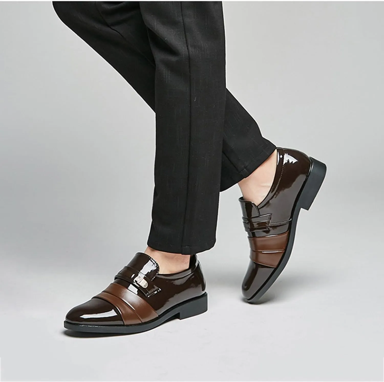 Mens Dress Slip On Shoes Patent Leather Loafer Comfortable Dress Shoes for Men Formal Business Work Shoes