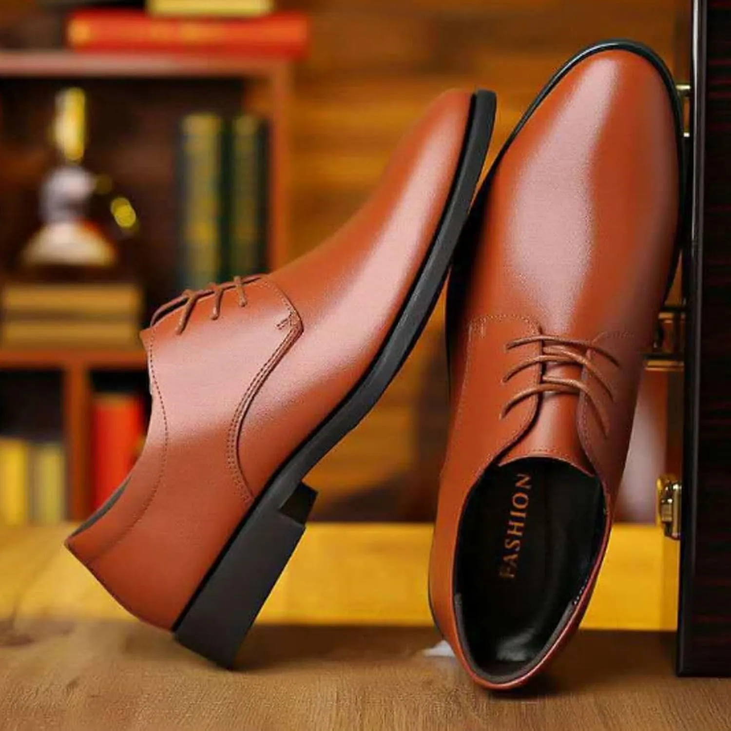 Mens Durable Plain Toe Derby Comfortable Business Formal Shoes with Arch Support Non Slip Casual Leather Shoe Low Top Lace Up Dress Shoe for Men Waterproof Daily Work Footwear