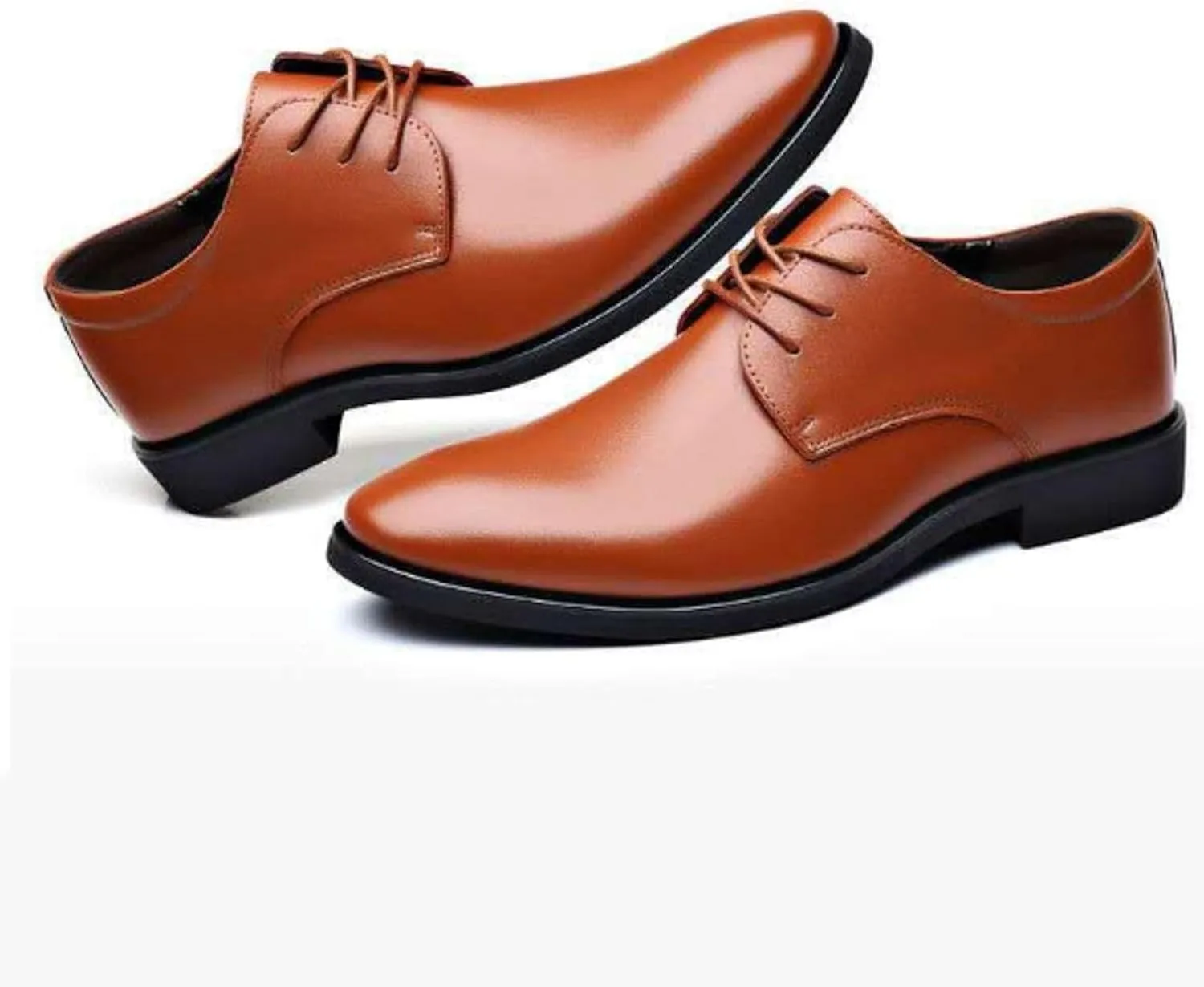 Mens Durable Plain Toe Derby Comfortable Business Formal Shoes with Arch Support Non Slip Casual Leather Shoe Low Top Lace Up Dress Shoe for Men Waterproof Daily Work Footwear