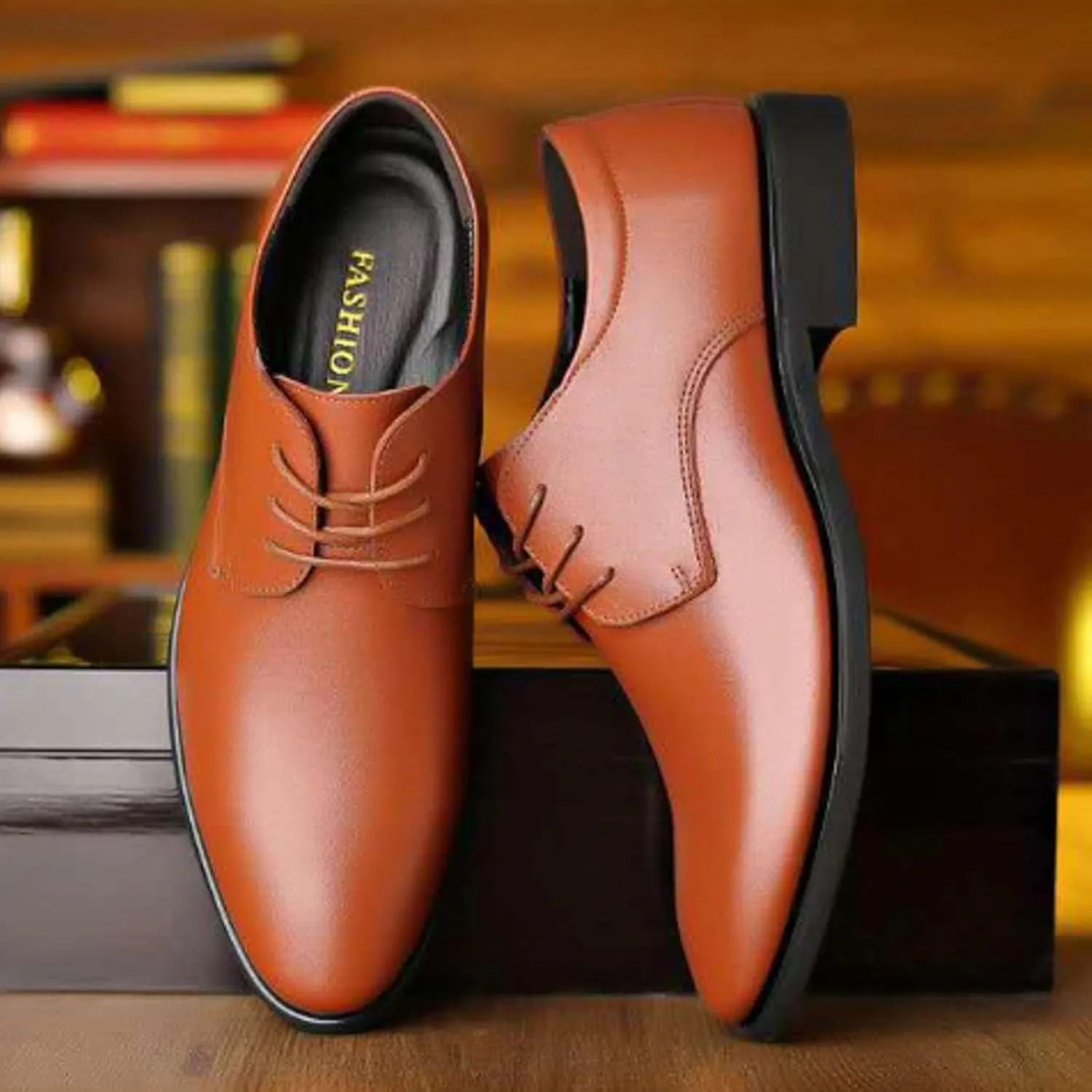 Mens Durable Plain Toe Derby Comfortable Business Formal Shoes with Arch Support Non Slip Casual Leather Shoe Low Top Lace Up Dress Shoe for Men Waterproof Daily Work Footwear