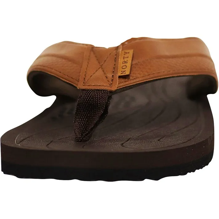 Mens Flip Flop Sandal Brown/Tan 2