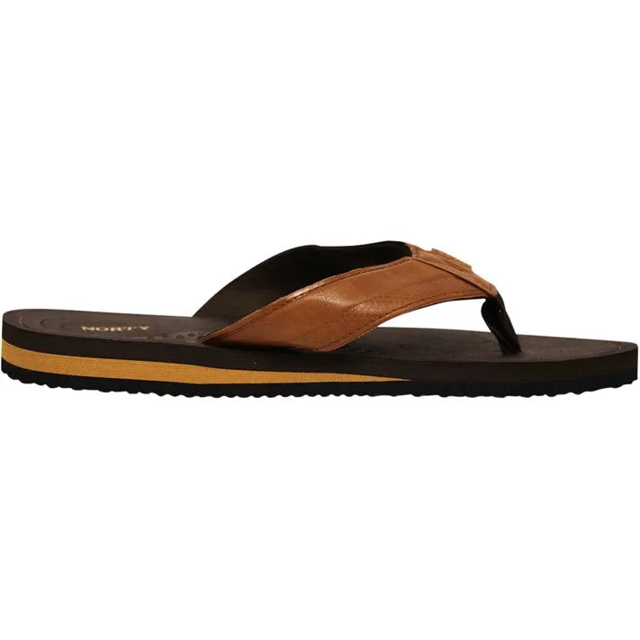 Mens Flip Flop Sandal Brown/Tan 2