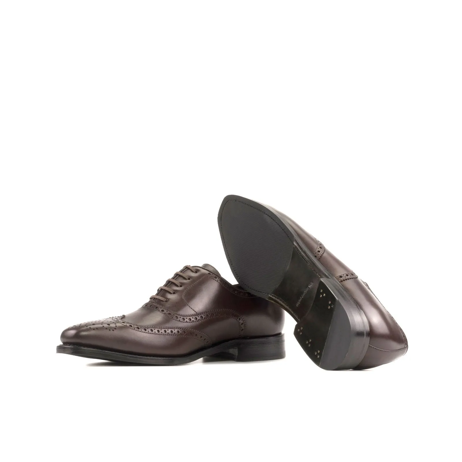 Men's Full Brogue Leather Shoes Goodyear Welt Wide Plus Size Dark Brown 5515